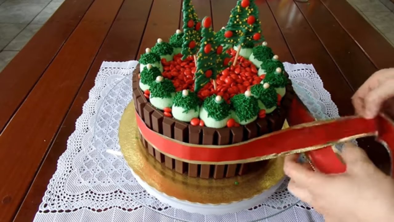 Bolo de Natal com Kit Kat